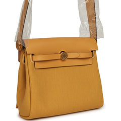 Hermes Herbag Zip 20 Mini Paille Toile Militaire Canvas, Vache Hunter Gold Hardware