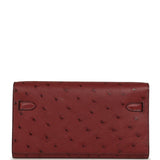 Pre-owned Hermes Kelly Wallet To Go Rouge H Ostrich Gold Hardware - Thumbnail View 4