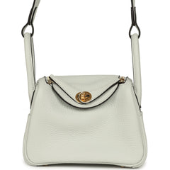 Hermes Mini Lindy II Gris Platine Clemence Gold Hardware