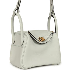 Hermes Mini Lindy II Gris Platine Clemence Gold Hardware
