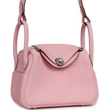 Hermes Mini Lindy II Rose Sakura Verso Clemence Palladium Hardware - Thumbnail View 2