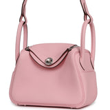 Hermes Mini Lindy II Rose Sakura Verso Clemence Palladium Hardware - Thumbnail View 5