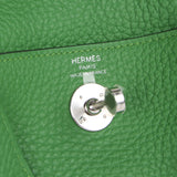 Hermes Mini Lindy II Vert Yucca Clemence Palladium Hardware - Thumbnail View 8