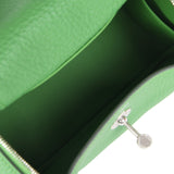 Hermes Mini Lindy II Vert Yucca Clemence Palladium Hardware - Thumbnail View 9