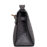 Pre-owned Hermes Kelly Pochette Gris Paris Matte Alligator Gold Hardware - Thumbnail View 3