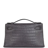 Pre-owned Hermes Kelly Pochette Gris Paris Matte Alligator Gold Hardware - Thumbnail View 4