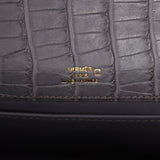 Pre-owned Hermes Kelly Pochette Gris Paris Matte Alligator Gold Hardware - Thumbnail View 7