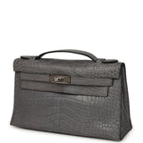 Pre-owned Hermes Kelly Pochette Gris Paris Matte Alligator Palladium Hardware - Thumbnail View 5