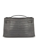 Pre-owned Hermes Kelly Pochette Gris Paris Matte Alligator Palladium Hardware - Thumbnail View 4