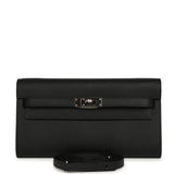 Pre-owned Hermes Kelly Wallet To Go Black Epsom Palladium Hardware - Thumbnail View 1