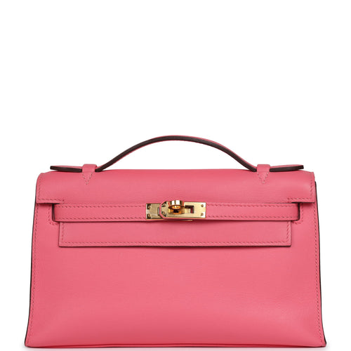 Pre-owned Hermes Kelly Pochette Rose Azalee Swift Gold Hardware