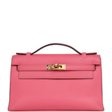 Pre-owned Hermes Kelly Pochette Rose Azalee Swift Gold Hardware - Thumbnail View 1