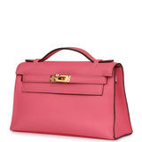 Pre-owned Hermes Kelly Pochette Rose Azalee Swift Gold Hardware - Thumbnail View 5