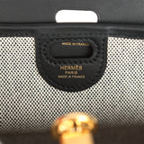 Hermes Tablier Sellier Black Vache Hunter, Swift, Ecru-Black Toile H Gold Hardware - Thumbnail View 10