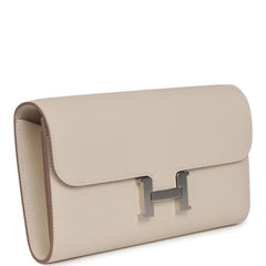 Hermes Constance Wallet To Go Craie Epsom Palladium Hardware