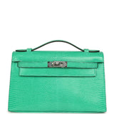 Hermes Kelly Pochette Menthe Varanus Niloticus Lizard Palladium Hardware - Thumbnail View 1