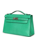 Hermes Kelly Pochette Menthe Varanus Niloticus Lizard Palladium Hardware - Thumbnail View 5