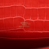 Pre-owned Hermes Kelly Pochette Rouge De Coeur Shiny Alligator Gold Hardware - Thumbnail View 7