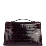 Pre-owned Hermes Kelly Pochette Aubergine Shiny Alligator Gold Hardware - Thumbnail View 4