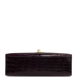 Pre-owned Hermes Kelly Pochette Aubergine Shiny Alligator Gold Hardware - Thumbnail View 6