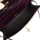 Pre-owned Hermes Kelly Pochette Aubergine Shiny Alligator Gold Hardware - Thumbnail View 8