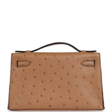 Hermes Kelly Pochette Chai Ostrich Gold Hardware - Thumbnail View 4
