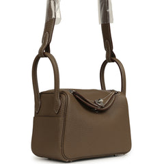 Hermes Mini Lindy II Etoupe Clemence Palladium Hardware