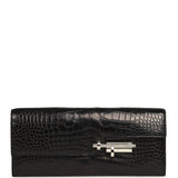 Pre-owned Hermes Verrou Clutch Black Matte Alligator Mississippiensis Palladium Hardware - Thumbnail View 1