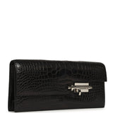 Pre-owned Hermes Verrou Clutch Black Matte Alligator Mississippiensis Palladium Hardware - Thumbnail View 2