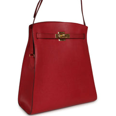 Vintage Hermes Kelly Sport 29 GM Rouge Vif Courchevel Gold Hardware