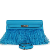 Hermes Kelly Elan Foile Bleu Frida Chevre Chamkila and Ostrich Feathers Palladium Hardware - Thumbnail View 1
