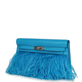 Hermes Kelly Elan Foile Bleu Frida Chevre Chamkila and Ostrich Feathers Palladium Hardware - Thumbnail View 5