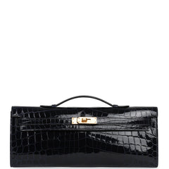 Hermes Kelly Cut Bleu Marine Shiny Niloticus Crocodile Gold Hardware
