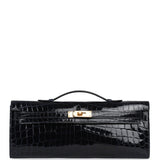 Hermes Kelly Cut Bleu Marine Shiny Niloticus Crocodile Gold Hardware - Thumbnail View 1