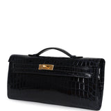 Hermes Kelly Cut Bleu Marine Shiny Niloticus Crocodile Gold Hardware - Thumbnail View 6