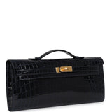 Hermes Kelly Cut Bleu Marine Shiny Niloticus Crocodile Gold Hardware - Thumbnail View 2