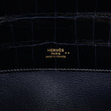 Hermes Kelly Cut Bleu Marine Shiny Niloticus Crocodile Gold Hardware - Thumbnail View 7