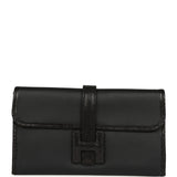 Pre-owned Hermes Jige Duo Clutch Touch Black Swift, Varanus Niloticus Lizard Touch Palladium Hardware - Thumbnail View 1
