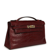 Pre-owned Hermes Kelly Pochette Rouge H Matte Alligator Mississippiensis Permabrass Hardware - Thumbnail View 2