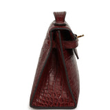 Pre-owned Hermes Kelly Pochette Rouge H Matte Alligator Mississippiensis Permabrass Hardware - Thumbnail View 3