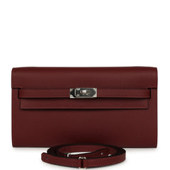 Hermes Kelly Wallet To Go Rouge H Epsom Palladium Hardware