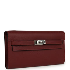 Hermes Kelly Wallet To Go Rouge H Epsom Palladium Hardware