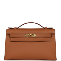 Hermes Special Order (HSS) Kelly Pochette Gold Swift Gold Hardware