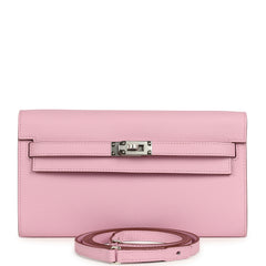 Hermes Kelly Wallet To Go Mauve Sylvestre Epsom Palladium Hardware