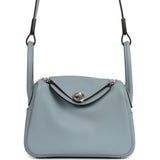 Hermes Mini Lindy II Bleu Lin Swift Palladium Hardware - Thumbnail View 1