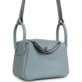 Hermes Mini Lindy II Bleu Lin Swift Palladium Hardware - Thumbnail View 2