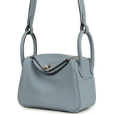 Hermes Mini Lindy II Bleu Lin Swift Palladium Hardware - Thumbnail View 5