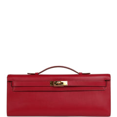 Pre-owned Hermes Kelly Cut Rubis Tadelakt Gold Hardware