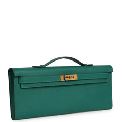 Pre-owned Hermes Kelly Cut Malachite Epsom Gold Hardware