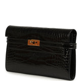 Pre-owned Hermes Kelly Long Wallet Black Shiny Alligator Gold Hardware - Thumbnail View 5